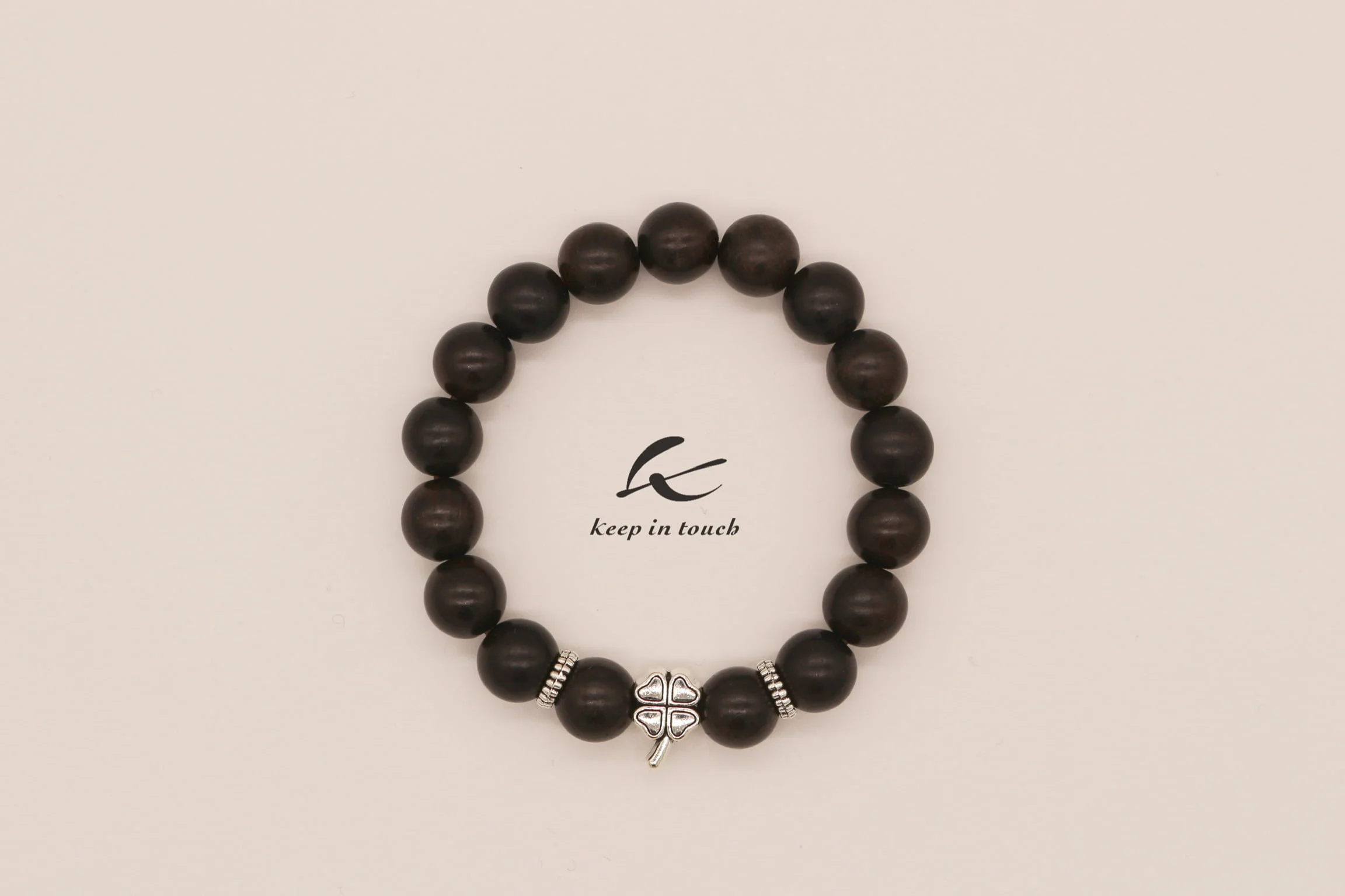 Black Ebony Silver Four-leaf Clover Bracelet - Image 4