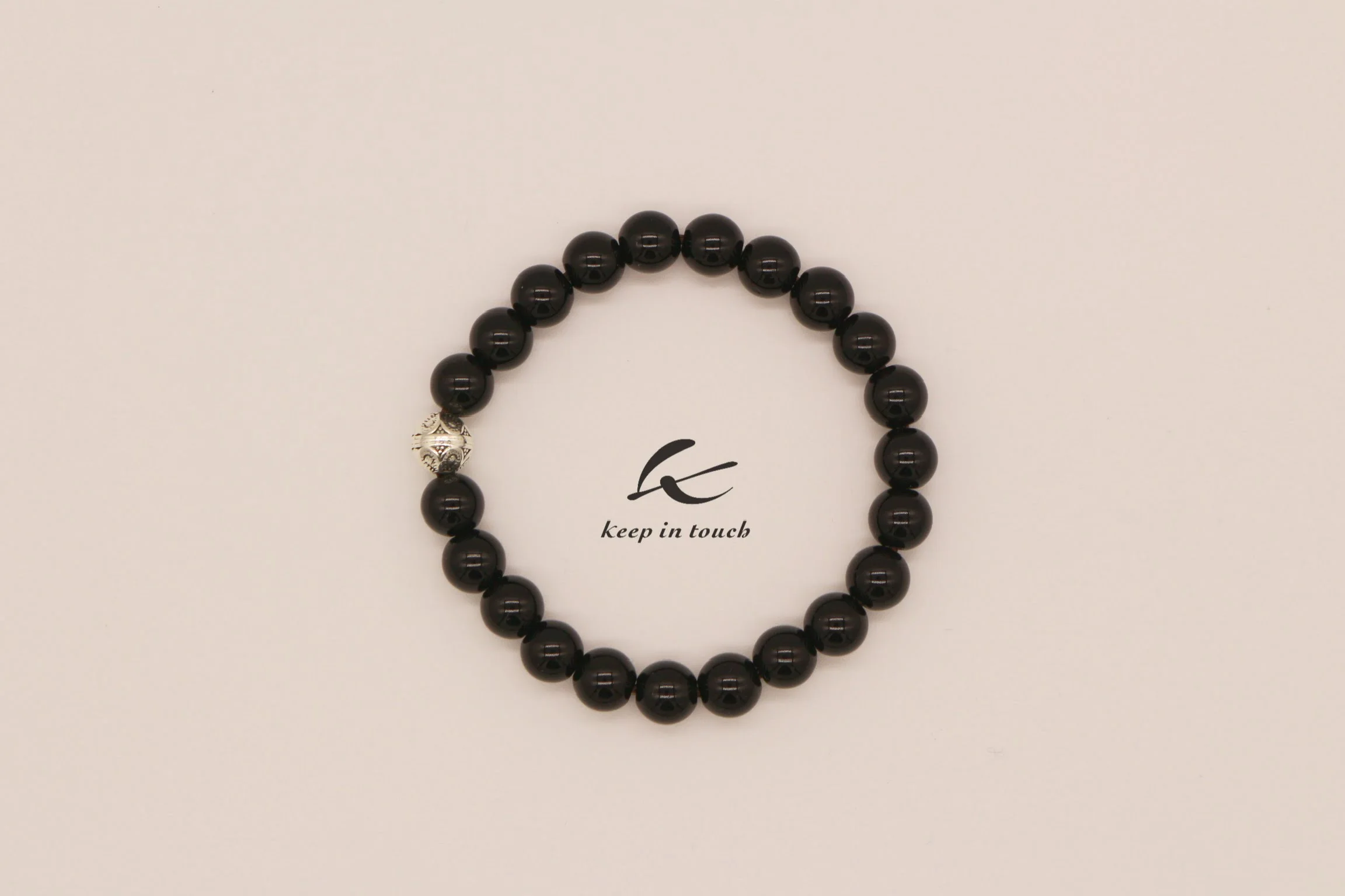 Black Agate Gemstone Sliver Beaded Bracelet - Image 9