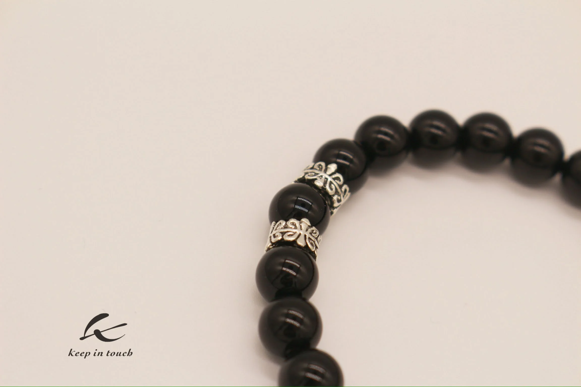 Black Agate Gemstone Sliver Beaded Bracelet - Image 13