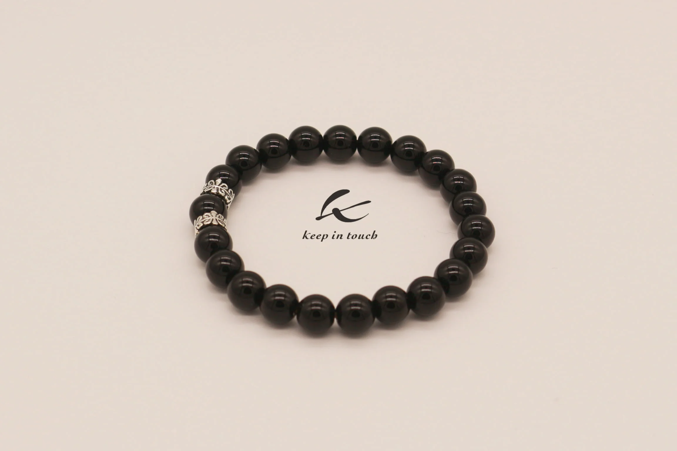 Black Agate Gemstone Sliver Beaded Bracelet - Image 12