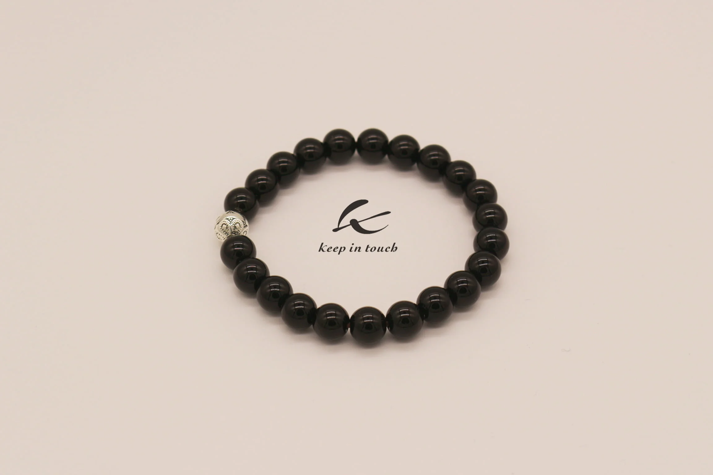 Black Agate Gemstone Sliver Beaded Bracelet - Image 8