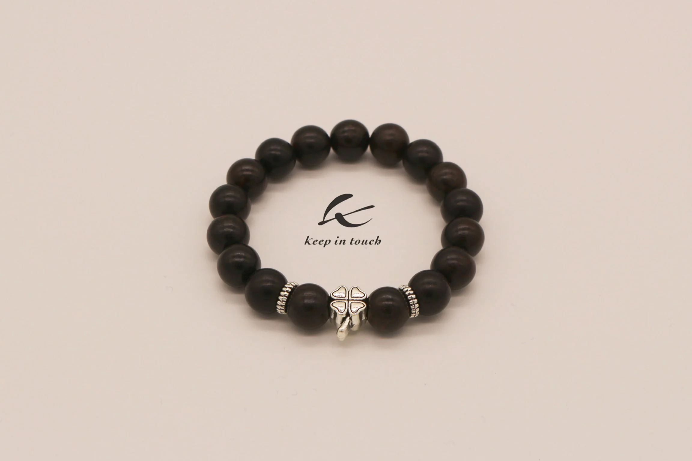 Black Ebony Silver Four-leaf Clover Bracelet - Image 6