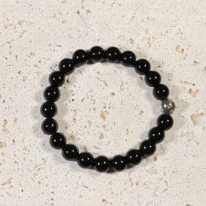 Black Agate Gemstone Sliver Beaded Bracelet