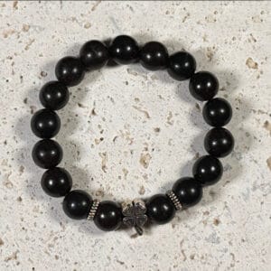 Black Ebony Silver Four-leaf Clover Bracelet