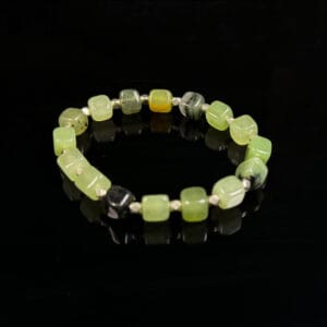 Prehnite Silver Beaded Bracelet